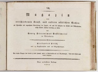 Systematisches Verzeichnis eines Magazins von verschiedenen Kunst- und andern nüzlichen Sachen, zur lehrreichen und angenehmen Unterhaltung der Jugend, als auch für Liebhaber der Künste und Wissenschaften...