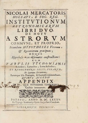 Item #003006 Institutionum astronomicarum libri duo, de motu astrorum communi et proprio,...