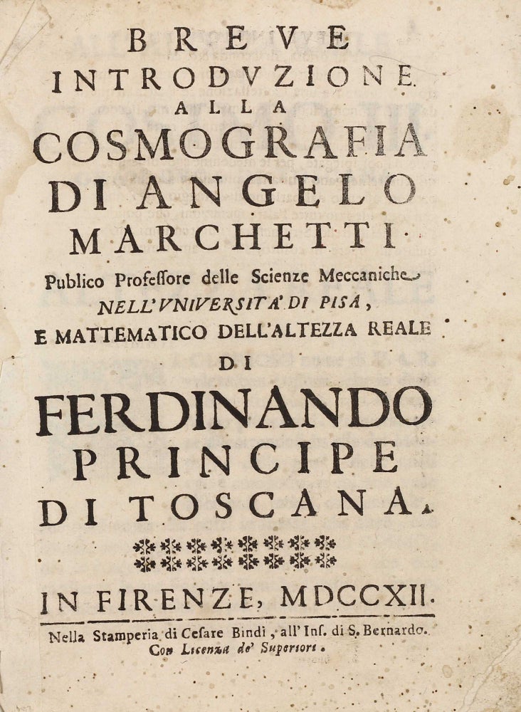 Item #003007 Breve introduzione alla cosmografia. Angelo MARCHETTI.