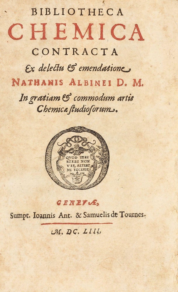 Item #003026 Bibliotheca Chemica Contracta. Nathan de AUBIGNÉ DE LA FOSSE, AUBINEUS.