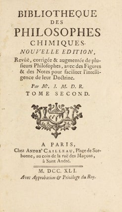 Item #003038 Bibliotheque des philosophes chimiques. Nouvelle edition, revue, corrigée et...