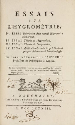 Essais sur l'Hygromètrie