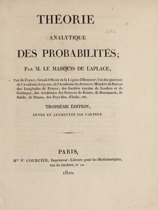 Item #003061 Theorie analytique des probabilités. Troisième édition, revue et augmentée par...