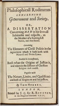 Philosophicall Rudiments concerning Government and Society.