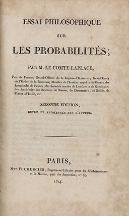 Item #003074 Essai philosophique sur les probabilités. Seconde Edition, revue et augmentée par...