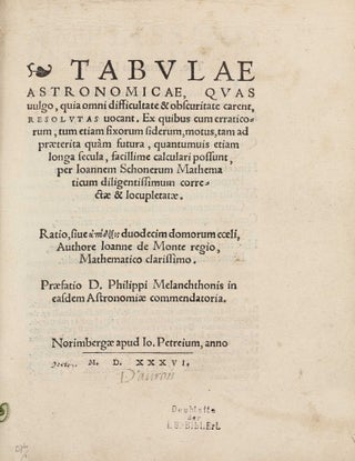 Item #003089 Tabulae astronomicae, quas vulgo, quia omni difficultate & obscuritate carent,...