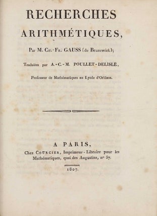 Item #003096 Recherches arithmétiques. Carl Friedrich GAUSS