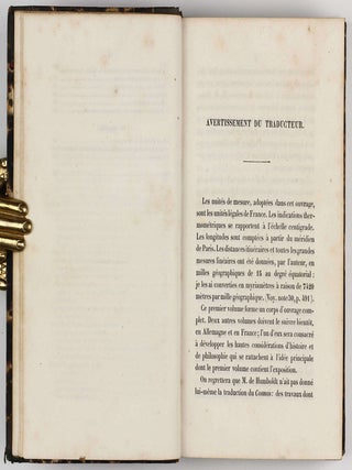 Cosmos, essai d'une description physique du monde. Traduit par H. Faye. First two (of four) volumes.