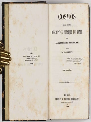 Cosmos, essai d'une description physique du monde. Traduit par H. Faye. First two (of four) volumes.