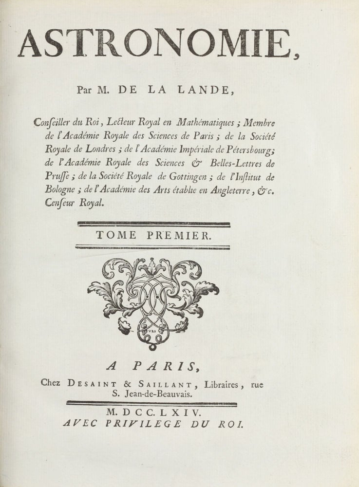 Item #003142 Astronomie. Joseph-Jérôme de LALANDE.
