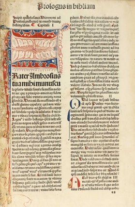 Item #003157 BIBLIA LATINA. Incipit epistola sancti Hieronymi ad Paulinum presbyterum de omnibus...