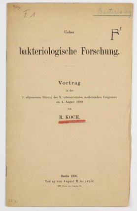 Item #003159 Ueber bakteriologische Forschung. Vortrag in der 1. allgemeinen Sitzung des X....