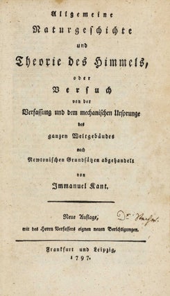 Item #003177 Allgemeine Naturgeschichte und Theorie des Himmels, oder Versuch von der Verfassung...