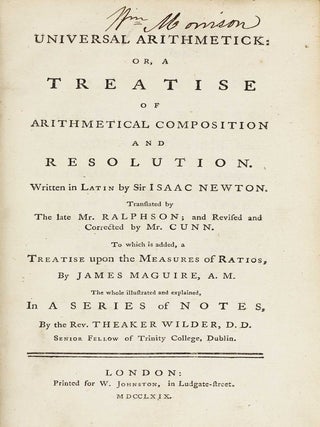 Item #003181 Universal arithmetick: or, a treatise of arithmetical composition and resolution....