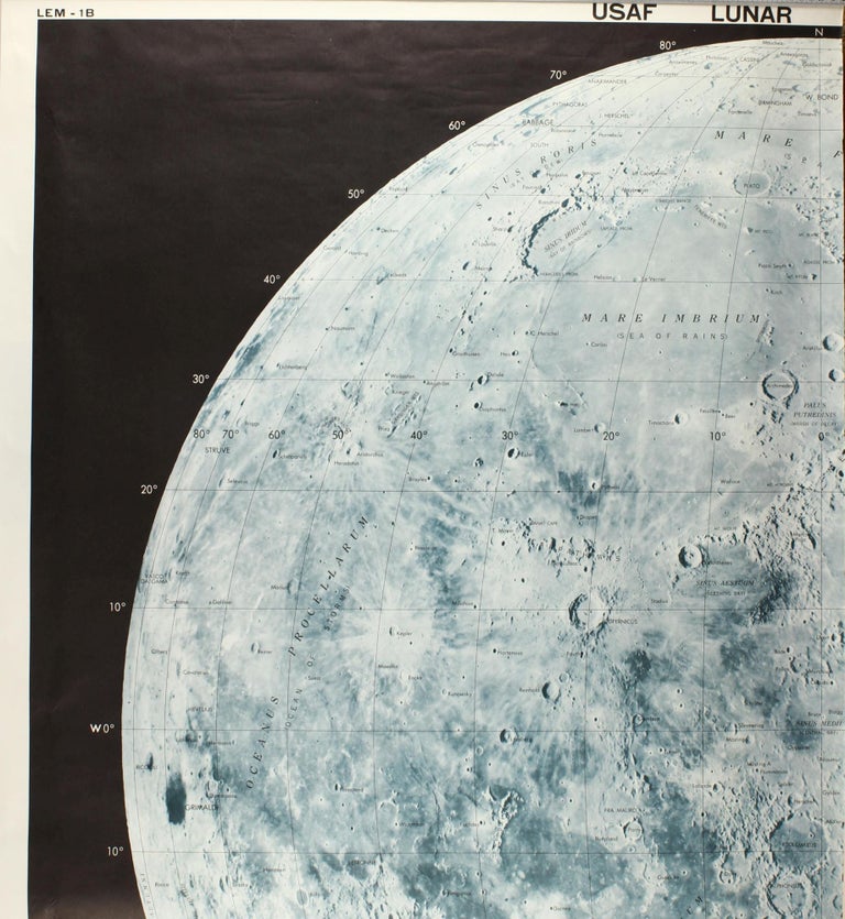 Item #003204 USAF lunar wall mosaic, LEM-1B. Lunar earthside hemisphere in orthographic projection. ACIC.