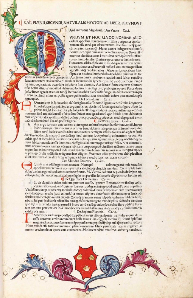 Item #003242 Naturalis hystoriae liber primus [-tricesimus septimus], edited by Philippus Beroaldus. Gaius / PLINY THE ELDER PLINIUS SECUNDUS.