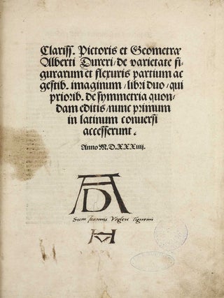 De Symmetria partium in rectis formis humanorum corporum libri in latinium conversi / De Varietate figurarum et flexuris partium ac gestibus imaginum libro duo.