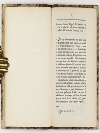 Un nuovo barometro moltiplicatore-idrargiro-statico / Due nuovi barometri / L'unita? delle forze fisiche: saggio di filosofia naturale del p. Angelo Secchi / Le comete : memoria del prof. Tito Armellini letta il di 28 luglio 1861 / Due nuovi barometri areometrici. Estratto dal Bulletttino nautico e geogradico di Roma / Acquidotto di sezze e di bassiano. Estratta dal fascicolo 396 della Civiltà Cattolica.