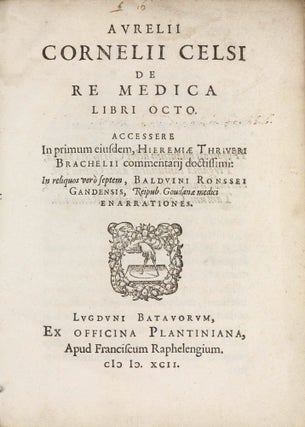 Item #003308 De re medica libri octo. Acessere in primum eiusdem, Hieremiae Thriveri Brachelii...