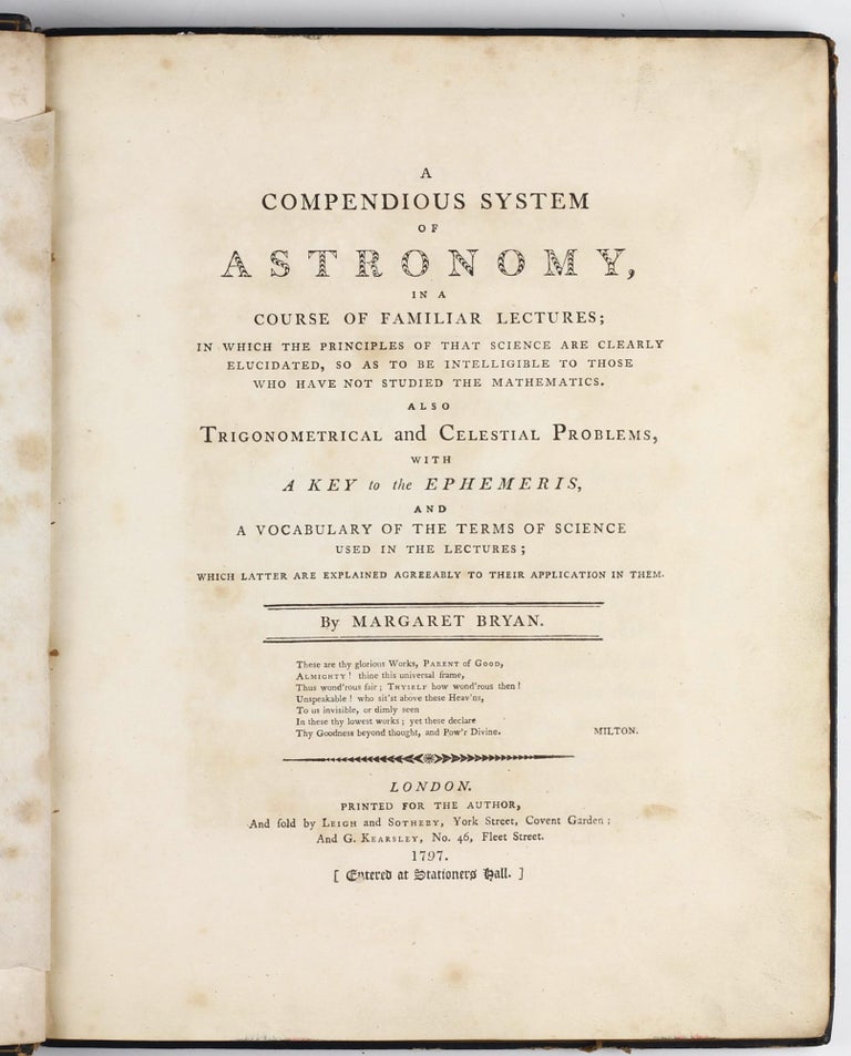 Item #003362 A Compendious System of Astronomy, in a Course of Familiar Lectures. . Margaret BRYAN.