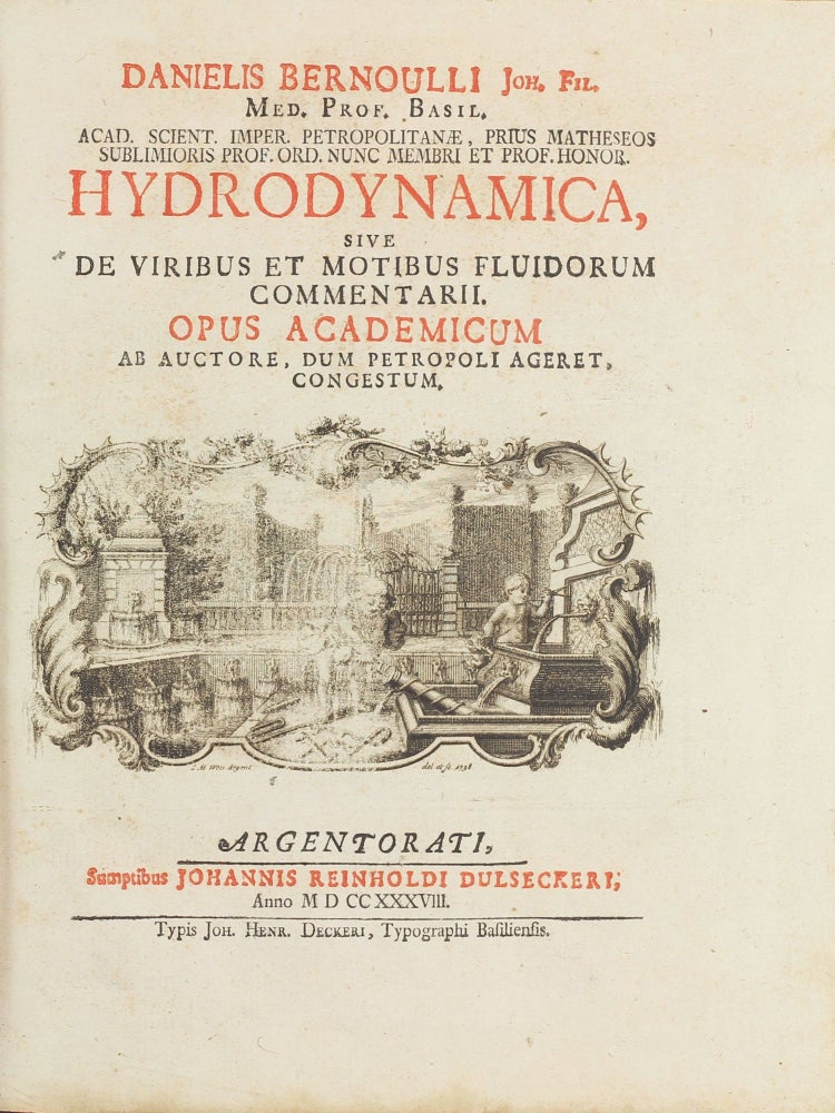 Item #003373 Hydrodynamica, sive de viribus et motibus fluidorum commentarii. Daniel BERNOULLI.
