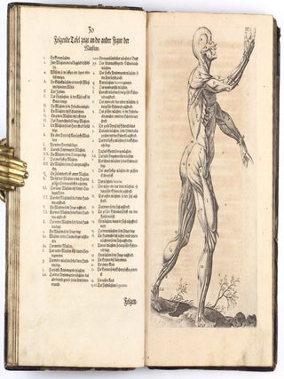 Anatomia, das ist sinnreiche, künstliche, begründete Auffschneidung, Theilung, unnd Zerlegung eines vollkommenen menschlichen Leibs und Cörpers, durch alle desselbigen jnnerliche und eusserliche Gliedtmassen und Gefäss, so wol mit eygendtlicher Beschreibung erkläret, als mit lebendigen Contrafacturen fürgebildet . . .