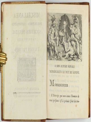 Miscellanea philosophico-mathematica Societatis privatae Taurinensis (vol. I), Mélanges de philosophie et de mathématique de la Société Royale de Turin (vols. II-V). All published.