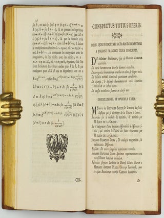 Miscellanea philosophico-mathematica Societatis privatae Taurinensis (vol. I), Mélanges de philosophie et de mathématique de la Société Royale de Turin (vols. II-V). All published.
