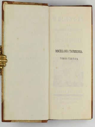 Miscellanea philosophico-mathematica Societatis privatae Taurinensis (vol. I), Mélanges de philosophie et de mathématique de la Société Royale de Turin (vols. II-V). All published.