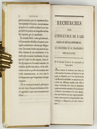 Recherches sur l'influence de l'air dans le développement, le caractère et le traitement des maladies. . .