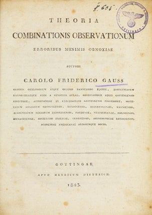 Item #003460 Theoria combinationis observationum erroribus minimis obnoxiae. Carl Friedrich GAUSS