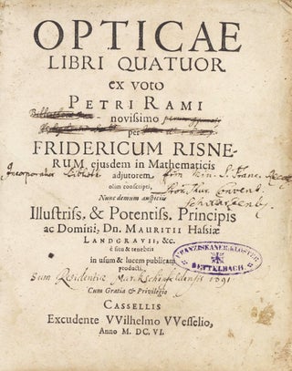 Item #003461 Opticae libri quatuor ex voto Petri Rami novissimo. . Friedrich RISNER
