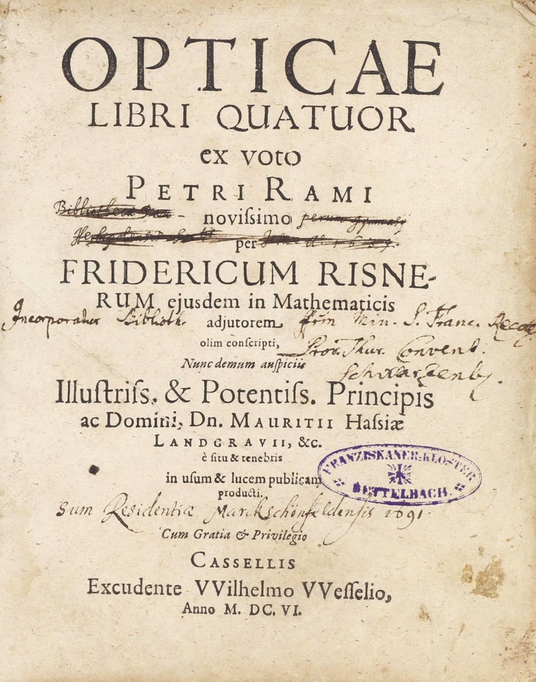 Item #003461 Opticae libri quatuor ex voto Petri Rami novissimo. . Friedrich RISNER.
