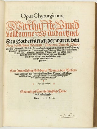 Opus chyrurgicum, warhaffte unnd vollkomne Wundartznei ...; darinn begriffen wie die Wunden, offnen Schäden, Gewächs, Gebresten, Frantzosen, Blatern, Beulen, Lähmi, allerley Zufäll unnd Kranckheiten, auch kalter und warmer Brandt, Fistel und Wolff ... curiert werden sollend / Die grosz Chirurgei, oder volkommene Wundtartzenei; chirurgischen Handtwirckung eigentlicher Bericht, und Inhalt alles so der Wundartznei angehörig; mit künstlicher Fürmalung, klarer Beschreibung . . . aller hierzu dienlicher und gebreuchlicher Instrument oder Ferrament / De Materia chirurgica libri tres, recens aucti authore atque recogniti.