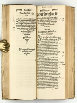 Opus chyrurgicum, warhaffte unnd vollkomne Wundartznei ...; darinn begriffen wie die Wunden, offnen Schäden, Gewächs, Gebresten, Frantzosen, Blatern, Beulen, Lähmi, allerley Zufäll unnd Kranckheiten, auch kalter und warmer Brandt, Fistel und Wolff ... curiert werden sollend / Die grosz Chirurgei, oder volkommene Wundtartzenei; chirurgischen Handtwirckung eigentlicher Bericht, und Inhalt alles so der Wundartznei angehörig; mit künstlicher Fürmalung, klarer Beschreibung . . . aller hierzu dienlicher und gebreuchlicher Instrument oder Ferrament / De Materia chirurgica libri tres, recens aucti authore atque recogniti.