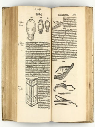 Opus chyrurgicum, warhaffte unnd vollkomne Wundartznei ...; darinn begriffen wie die Wunden, offnen Schäden, Gewächs, Gebresten, Frantzosen, Blatern, Beulen, Lähmi, allerley Zufäll unnd Kranckheiten, auch kalter und warmer Brandt, Fistel und Wolff ... curiert werden sollend / Die grosz Chirurgei, oder volkommene Wundtartzenei; chirurgischen Handtwirckung eigentlicher Bericht, und Inhalt alles so der Wundartznei angehörig; mit künstlicher Fürmalung, klarer Beschreibung . . . aller hierzu dienlicher und gebreuchlicher Instrument oder Ferrament / De Materia chirurgica libri tres, recens aucti authore atque recogniti.