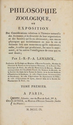 Item #003484 Philosophie Zoologique, ou Exposition des Considérations Relatives à l'Histoire...
