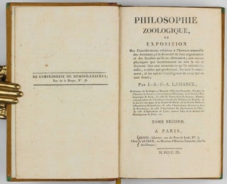 Philosophie Zoologique, ou Exposition des Considérations Relatives à l'Histoire Naturelle des Animaux.