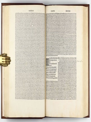 La Comedia, with the commentary of Christophoro Landino. Comento di christophoro Landino fiorentino sopra la comedia di Danthe alighieri poeta fiorentino.