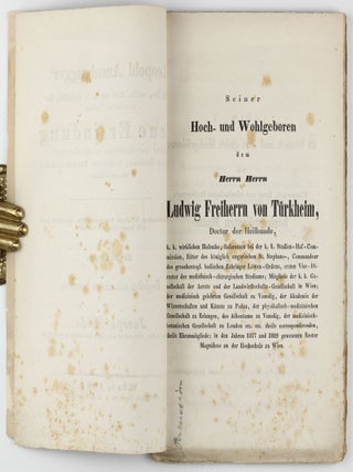 Neue Erfindung mittelst des Anschlagens an den Brustkorb, als eines Zeichens, verborgene Brust-Krankheiten zu entdecken. Im lateinischen Original herausgegeben, übersetzt und mit Anmerkungen versehen von Dr. S. Ungar. Begleitet mit einem Vorworte von Joseph Skoda.