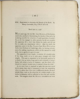 Experiments to determine the Density of the Earth. In: Philosophical Transactions of the Royal Society of London, vol. 88, Part II, for the year 1798, pp. 469-526, 2 folding engraved plates.