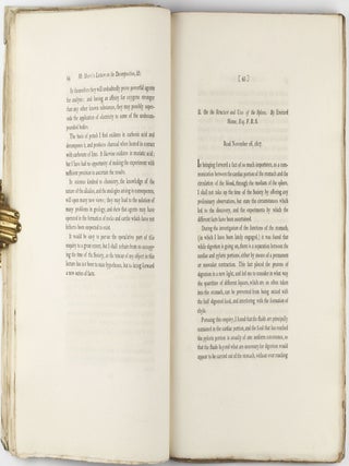 The Bakerian Lecture, on some New Phenomena of Chemical Changes produced by Electricity, particularly the Decomposition of the Fixed Alkalies, and the Exhibition of the New Substances which constitute their Bases; and on the General Nature of Alkaline Bodies. In: Philosophical Transactions of the Royal Society of London for the Year 1808, Vol. 98, part I and II, pp. 1-44 + 333-470.