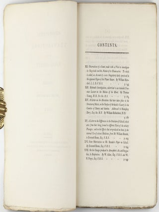 The Bakerian Lecture, on some New Phenomena of Chemical Changes produced by Electricity, particularly the Decomposition of the Fixed Alkalies, and the Exhibition of the New Substances which constitute their Bases; and on the General Nature of Alkaline Bodies. In: Philosophical Transactions of the Royal Society of London for the Year 1808, Vol. 98, part I and II, pp. 1-44 + 333-470.