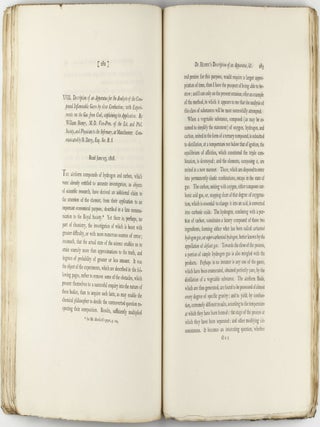 The Bakerian Lecture, on some New Phenomena of Chemical Changes produced by Electricity, particularly the Decomposition of the Fixed Alkalies, and the Exhibition of the New Substances which constitute their Bases; and on the General Nature of Alkaline Bodies. In: Philosophical Transactions of the Royal Society of London for the Year 1808, Vol. 98, part I and II, pp. 1-44 + 333-470.