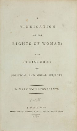Item #003575 A Vindication of the Rights of Woman: with Strictures on Political and Moral...