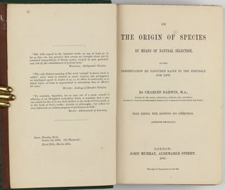 On the Origin of Species by Means of Natural Selection, or the Preservation of Favoured Races in the Struggle for Life. Third edition, with additions and corrections ('Seventh Thousand').