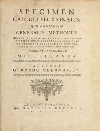 Item #003606 Specimen calculi fluxionalis, quo exhibetur generalis methodus duarum pluriumve...