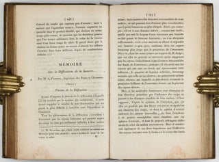 Memoire sur la diffraction de la lumiere - Théorie de la diffraction / Suite du memoire sur la diffraction de la lumiere. In: Annales de Chimie et de Physique, Vol. XI, pp. 246-296 and 337-378, 1 folding engraved plate.