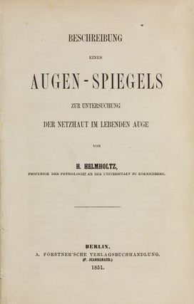 Item #003646 Beschreibung eines Augen-Spiegels zur Untersuchung der Netzhaut im lebenden Auge....