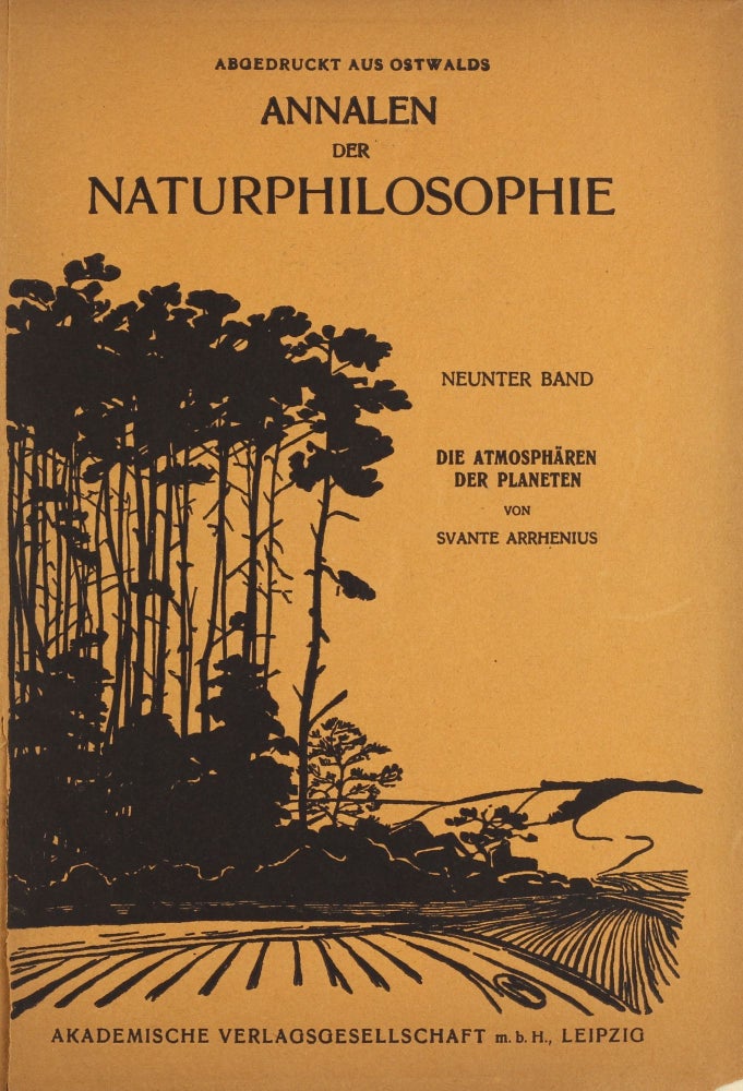 Item #003650 Die Atmosphären der Planeten. Offprint from: Oswalts Annalen der Naturphilosophie, Vol. 9. Svante ARRHENIUS.